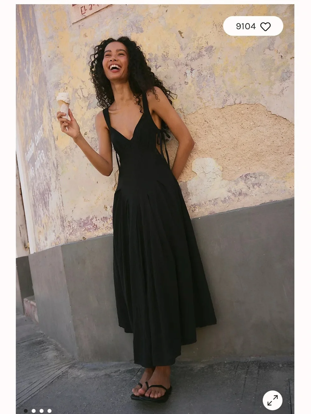 Free People Black Vivi Cotton Midi Dress